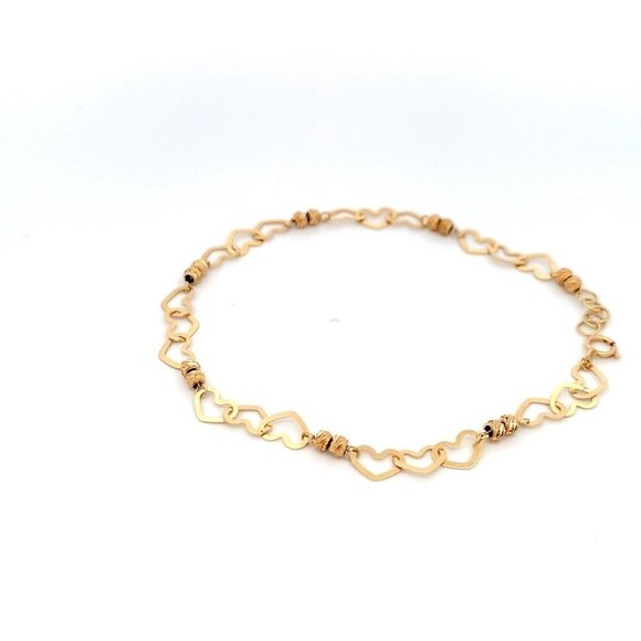 18K Yellow Gold Bracelet Heart Beads 2.46 grams 7.5 inches - Picture 3 of 12